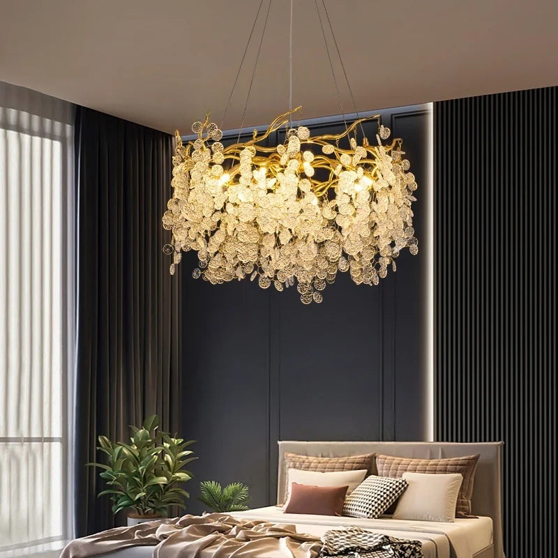 Afralia™ Luxe Crystal Ceiling Chandelier for Living Room - LED Indoor Lighting