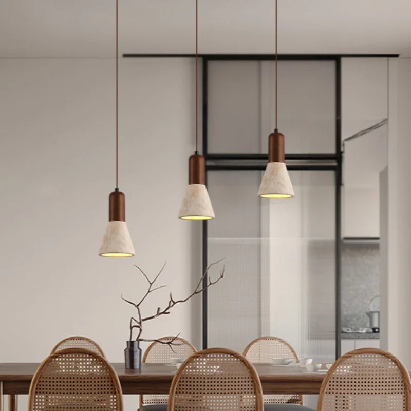 Afralia™ Yellow Travertine LED Pendant Lamp for Dining Living Room Kitchen Cafe