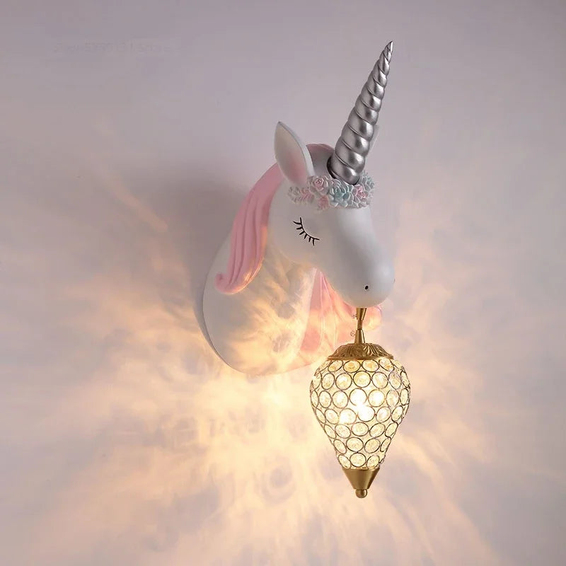 Afralia™ Nordic Unicorn Kids Room Wall Lamp Simple Cartoon Sconce Light Fixtures