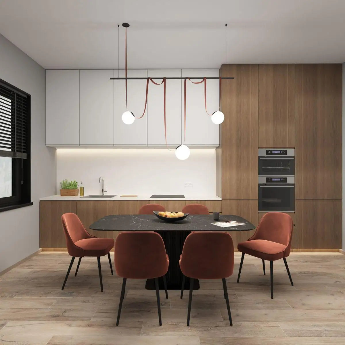 Afralia™ Brown Leather Glass Ball Pendant Lights for Dining Room Décor