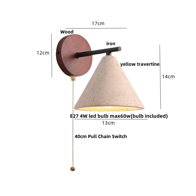 Afralia™ Canopy LED Wall Light Yellow Travertine Modern Iron Bedside Lamp