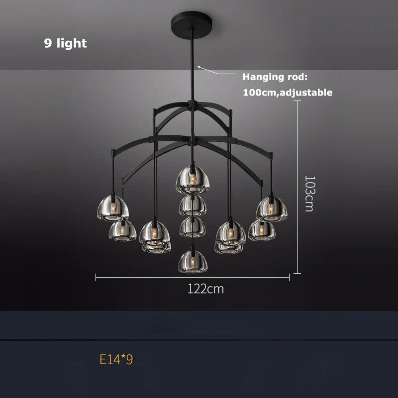 Afralia™ Black Brass American Series Crystal Copper LED Chandelier for Dinning Room