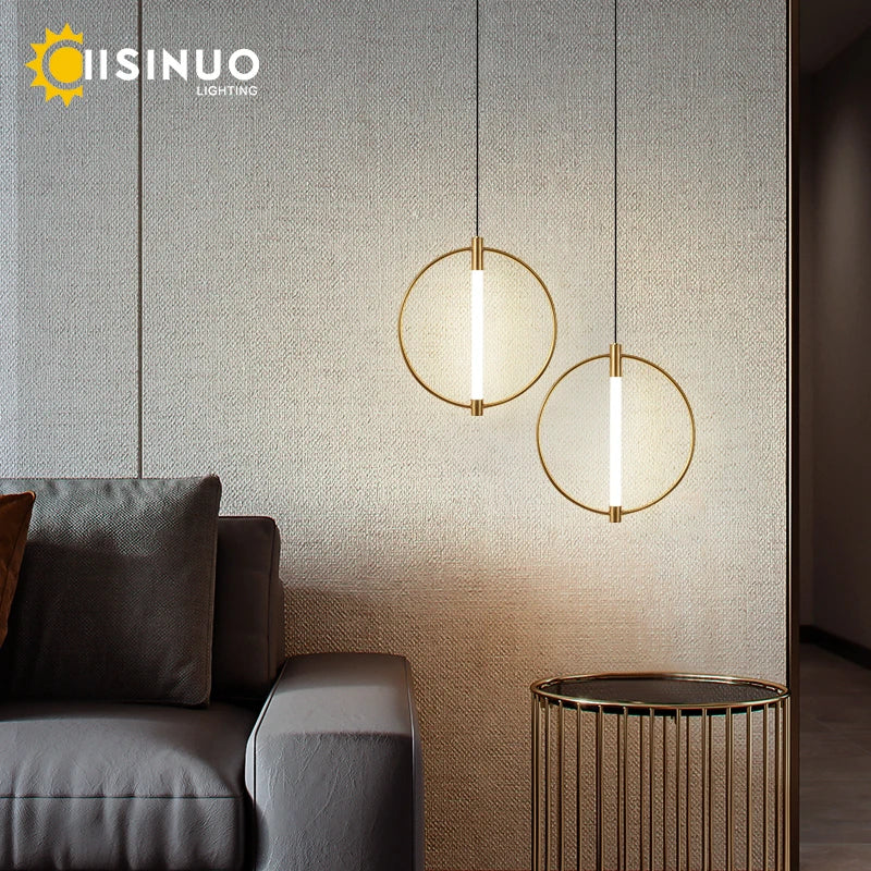 Afralia™ LED Circle Pendant Lights in Gold/Black for Home Decor Lighting
