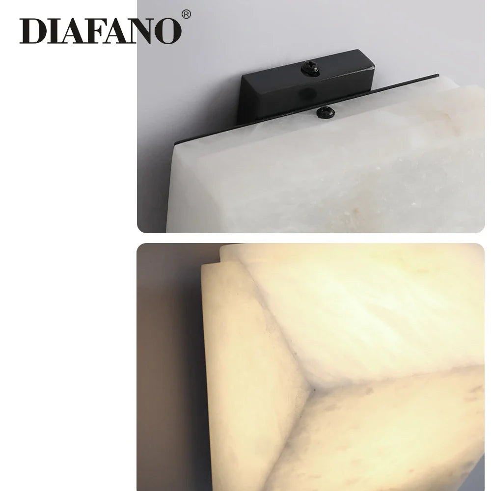 Afralia™ Marble Copper Wall Lamp: Modern Stone LED Sconce for Bedroom Living Room