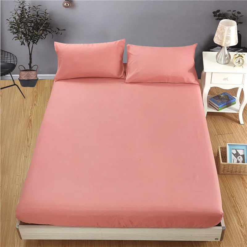 Afralia™ Soft Color Solid Fitted Bed Sheet Queen & King Size Comfortable Bed Linen