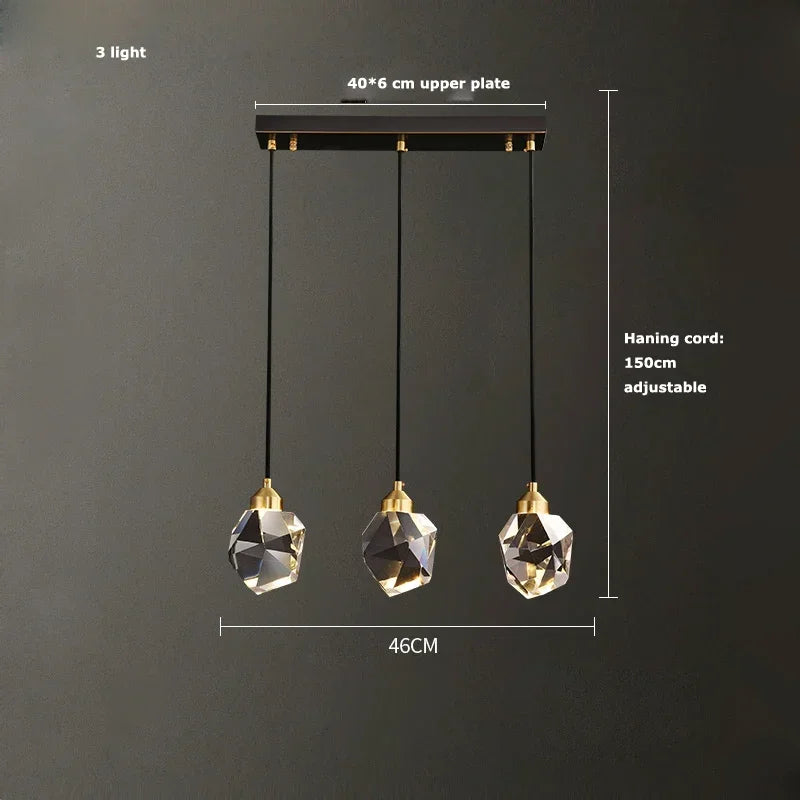 Afralia™ Modern Gold Black Crystal Chandelier LED Light