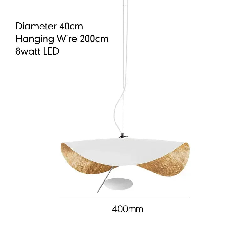 Afralia™ Lederam Manta Pendant: Industrial Black & Gold Ceiling Light with Lotus Leaf Design