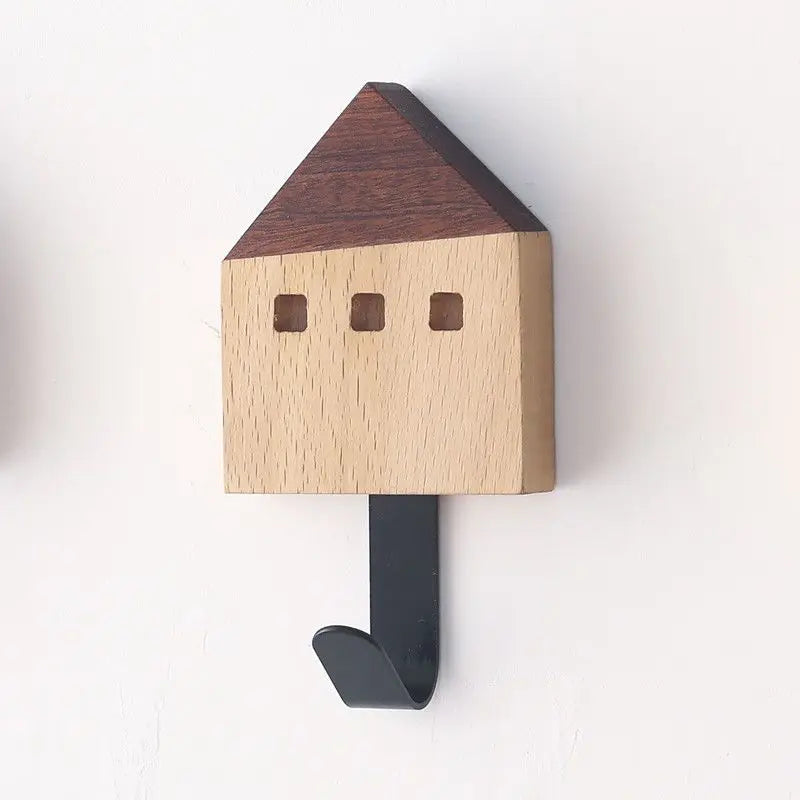 Afralia™ Nordic Wood Clothes Hook Wall Mounted Entryway Bedroom Decoration