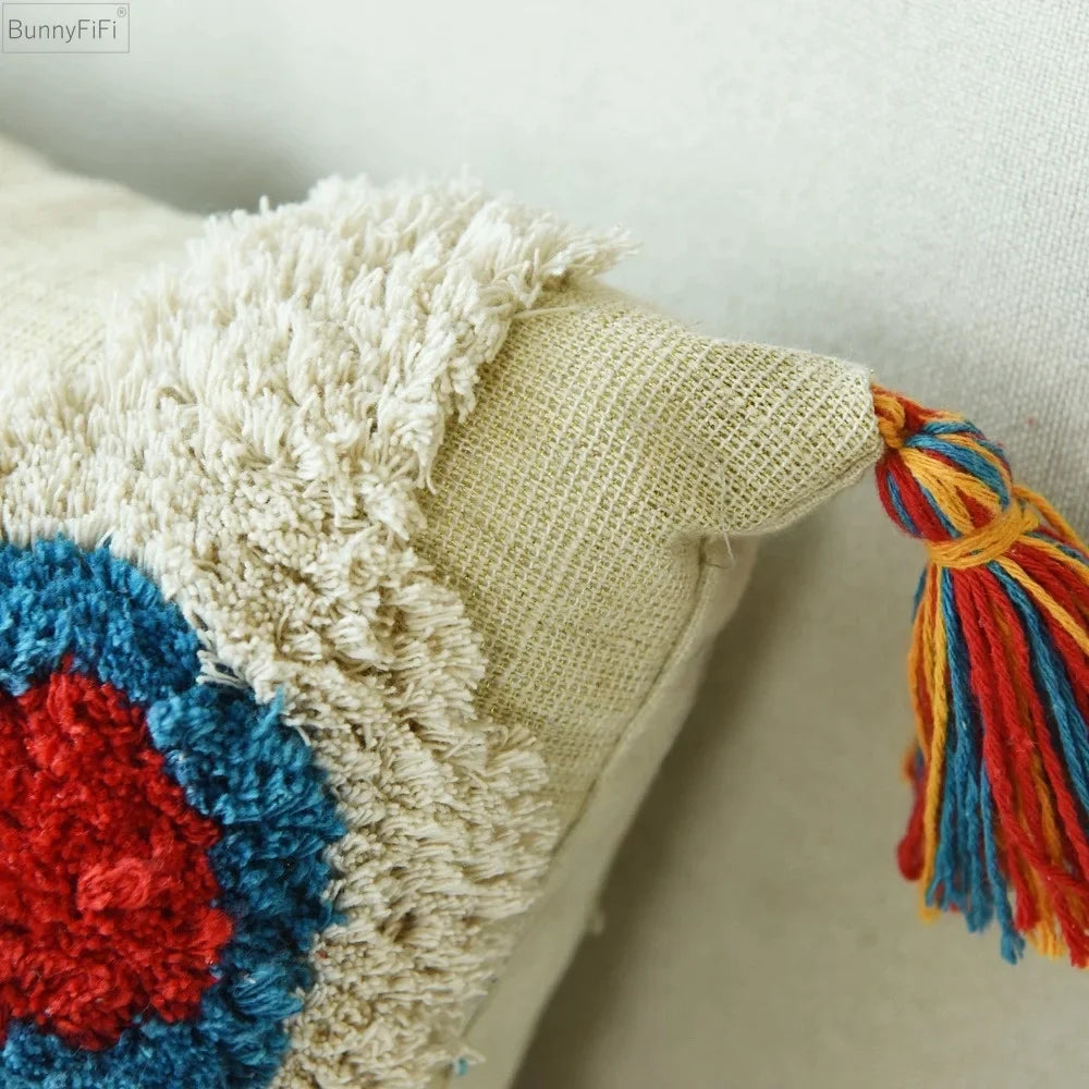 Afralia™ Moroccan Wool Tassel Cushion Cover - Boho Style Ethnic Pillow Cover