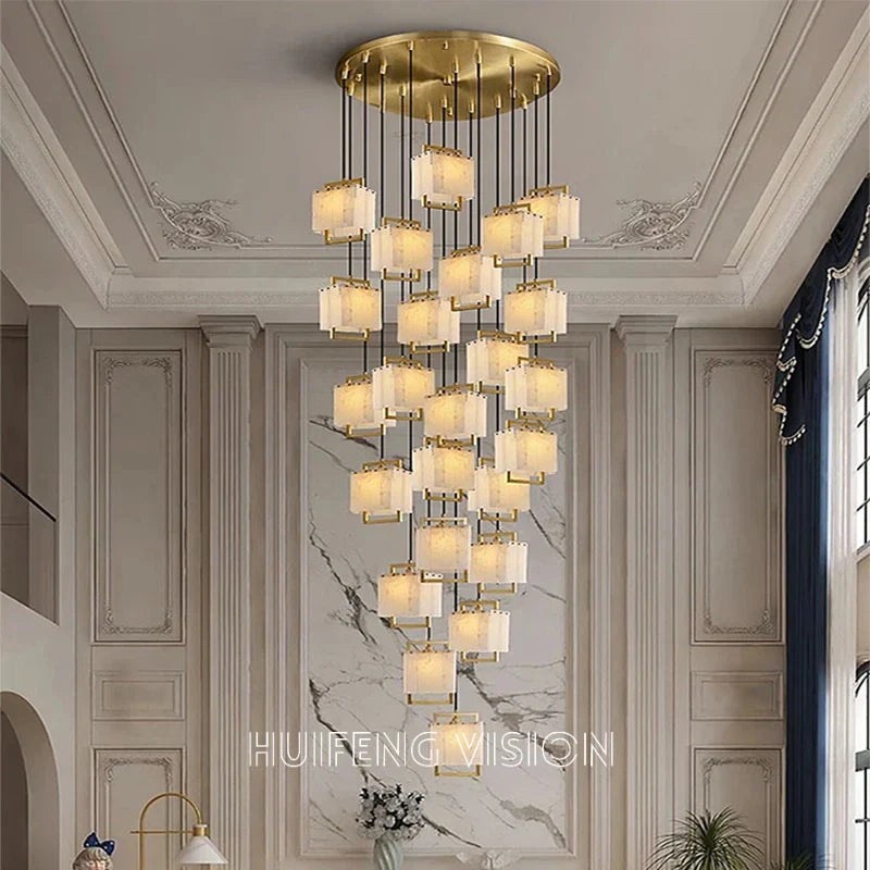 Afralia™ Spanish Marble Chandelier for Hotel Restaurant Lobby Custom Decoration Light