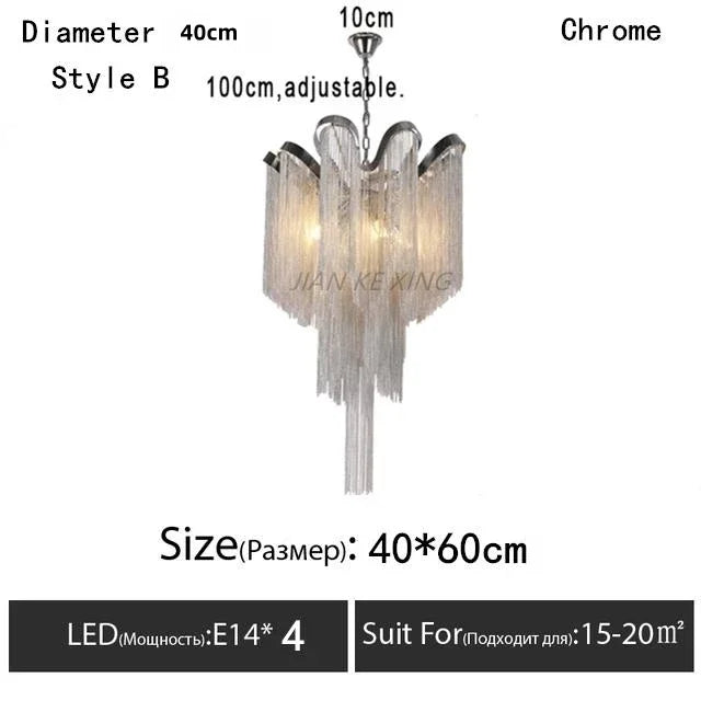 Afralia™ Tassel Chandelier Aluminum Chain Pendant Lamp for Luxe Living Spaces