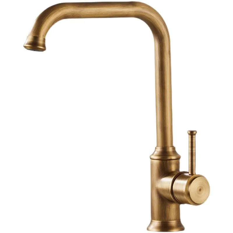 Afralia™ Antique Brass Kitchen Faucet 360° Swivel Sink Tap Mixer Hot Cold Rotating Faucet