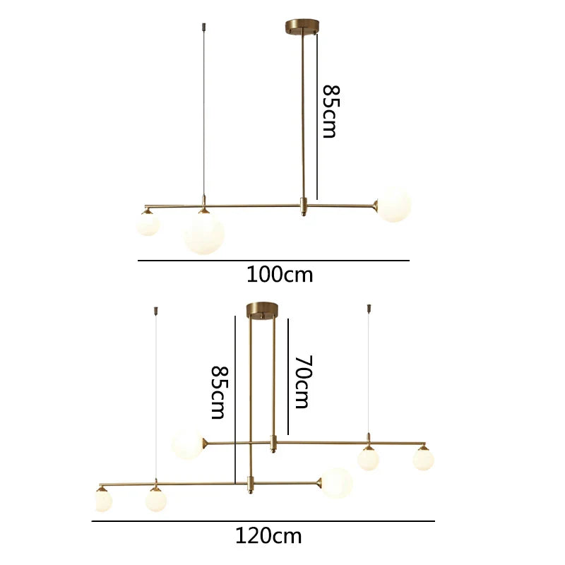 Afralia™ Glass Ball Chandelier LED Light Fixture for Dining Room Bedroom Kitchen Island