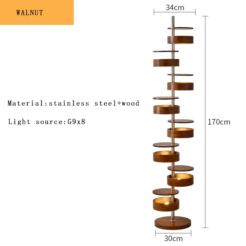 Afralia™ Postmodern Wooden Staircase LED Floor Lamp for Living Room and Cafe Decor
