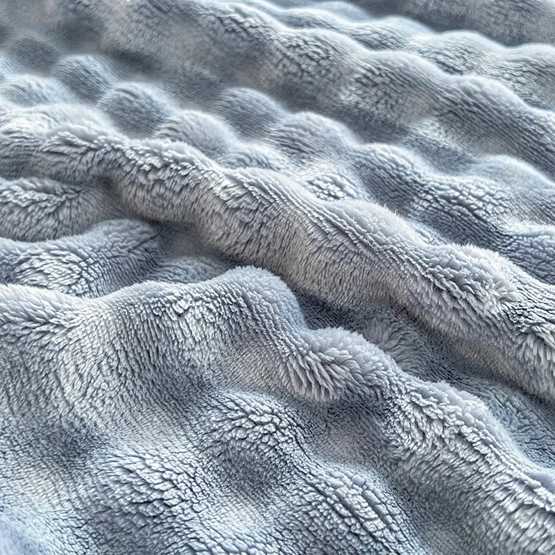 Afralia™ Winter Plush Blanket: Soft Coral Fleece & Faux Rabbit Velvet Cozy Bed Cover