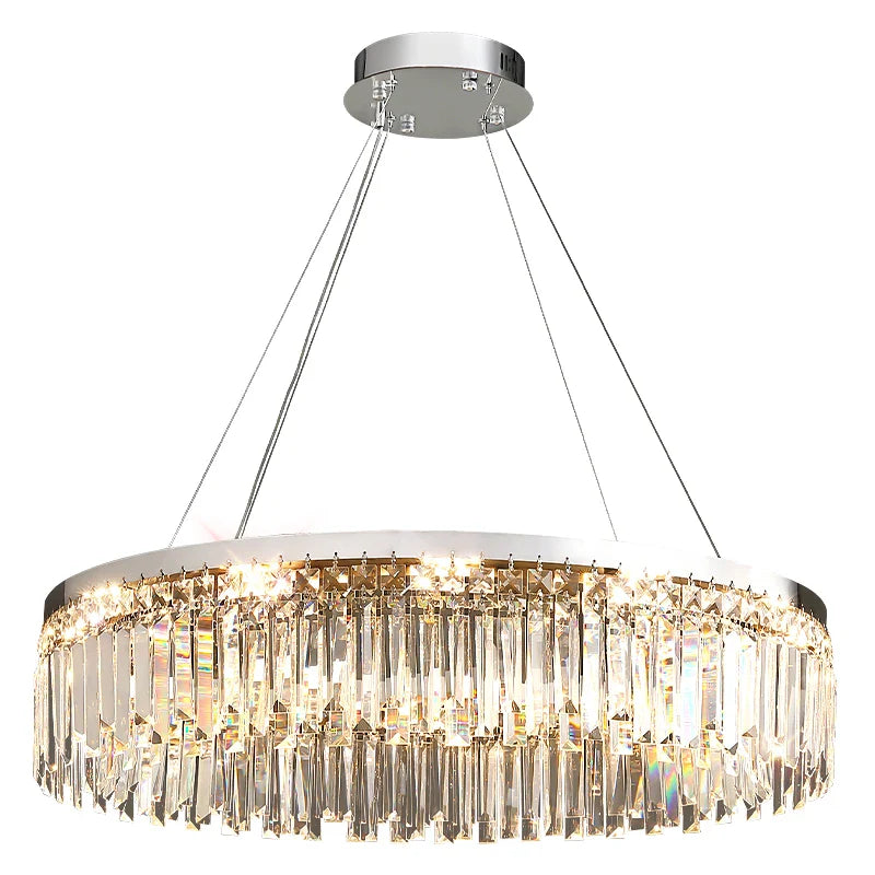 Afralia™ Silver Crystal LED Chandelier for Bedroom Living Room Kitchen Lighting