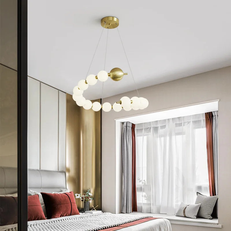 Afralia™ Love Gold Chrome Chandelier LED Suspension Lighting for Dinning Room