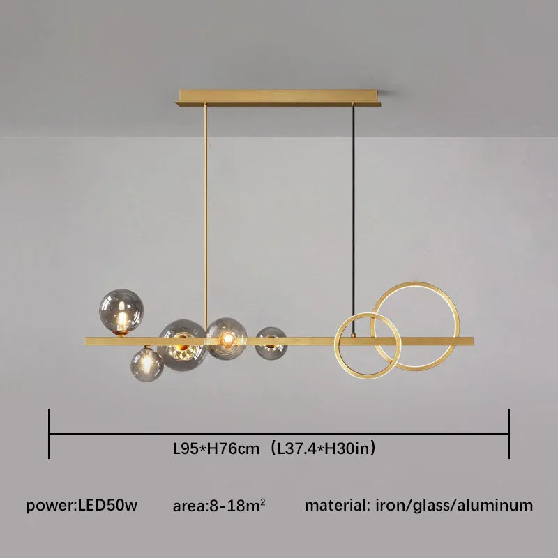 Afralia™ Glass Ball Pendant Chandelier: Scandinavian LED Light for Kitchen Dining Table