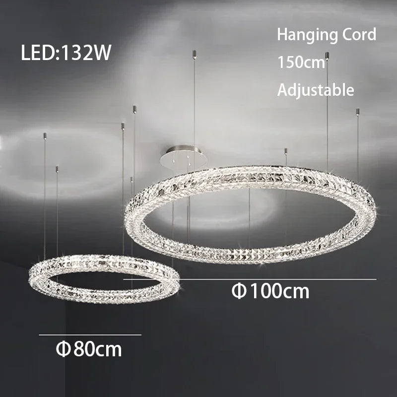 Afralia™ Modern Crystal Chandelier Chrome Golden Round Pendant Lights