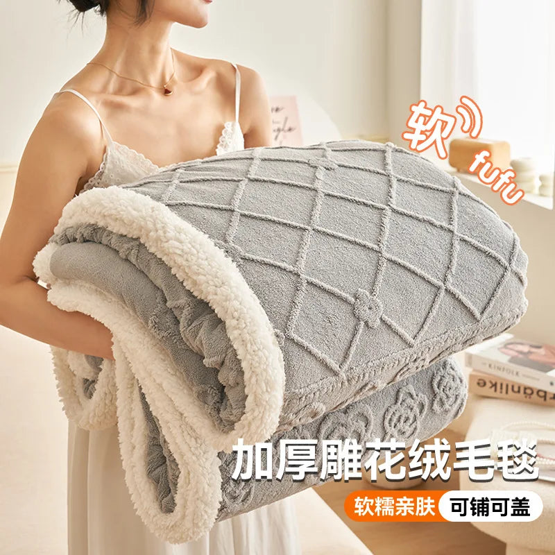 Afralia™ Winter Wool Blanket: Warm, Thick, Soft Bed Cover for Office, Sofa, or Home
