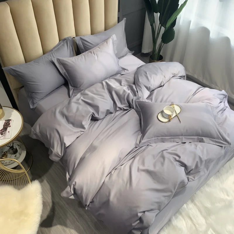 Afralia™ Luxury 1000TC Egyptian Cotton Bedding Set in Soft Silky Solid Color