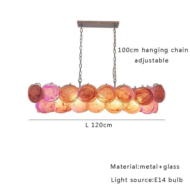 Afralia™ Pink Glass Ceiling Chandelier Light - Italian Style for Home Decoration