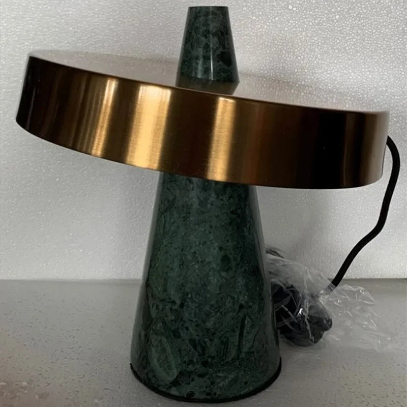 Afralia™ Green Marble Table Lamp: Elegant European Metal Lighting for Vintage Living Room