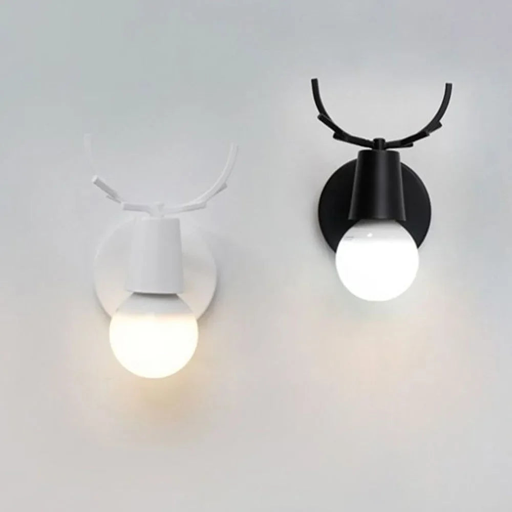 Afralia™ LED Antlers Wall Lamp Wooden Nordic Vintage Modern Loft Bedroom Lighting E27