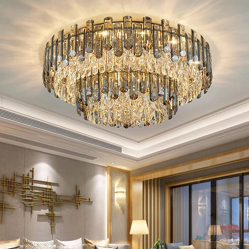 Afralia™ Modern Crystal Ceiling Lamp | Luxury Bedroom & Living Room Gold Light Fixtures