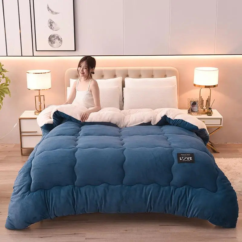Afralia™ Milk Cashmere Lamb Wool Quilt: Soft & Warm Bedding for Winter, Spring, and Autumn.