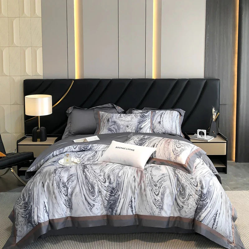 Afralia™ Egyptian Cotton Flower Bedding Set, Luxury 1000TC Duvet Cover, Sheets, Pillowcases