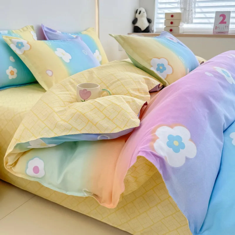 Afralia™ Flower Print Sanding Bedding Set | Skin Friendly Bedspread Kit for Home Bed