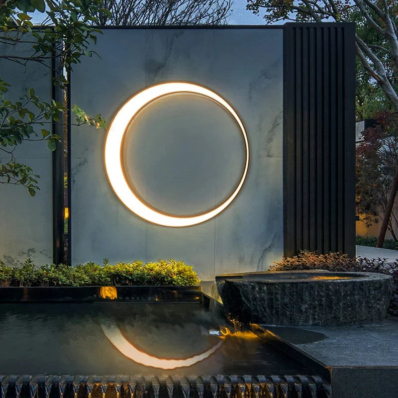 Afralia™ LED Outdoor Moon Wall Lamp Waterproof Modern Minimalist Sconce for Courtyard Balcony