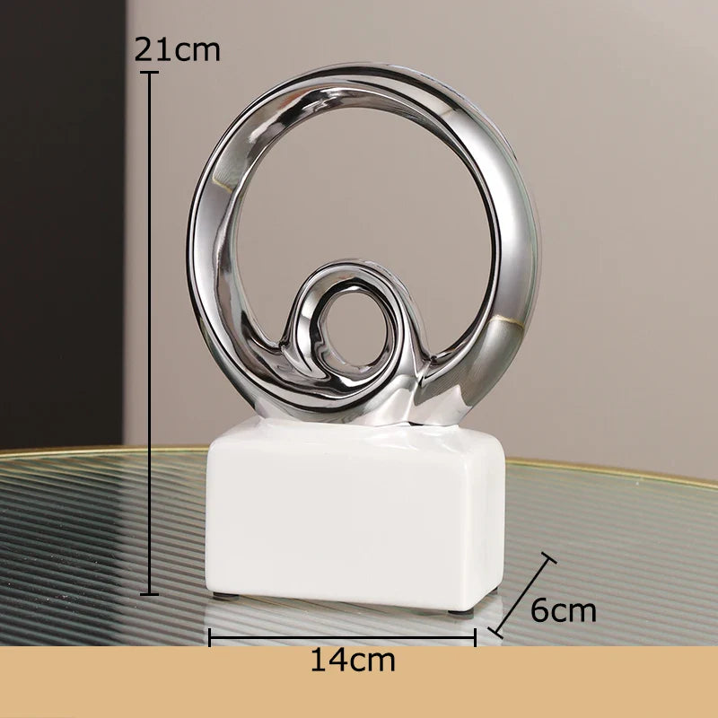 Afralia™ Gold Chain Abstract Ceramic Statue Desk Decoration Ornaments Sculpture Aesthetics