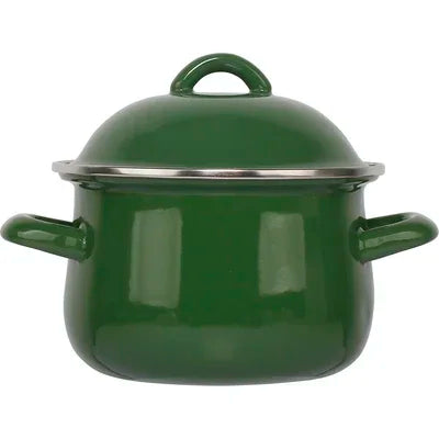 Afralia™ Enamel Stock Pot with Lid, 1.5L Multi-Purpose Cooking Pot for Kitchen Soups and Porridge