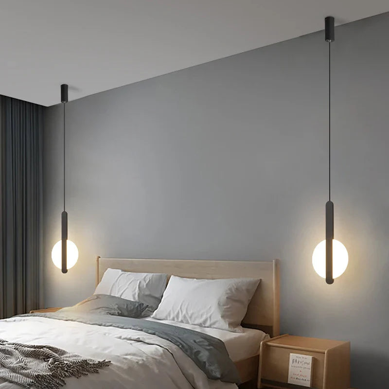 Afralia™ Nordic Black LED Chandelier Minimalist Art Acrylic Lighting for Home, Restaurant, Bar