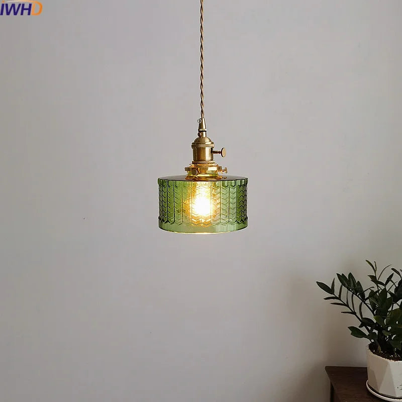 Afralia™ Green Glass LED Pendant Lamp for Modern Home Decor and Lighting Fixtures