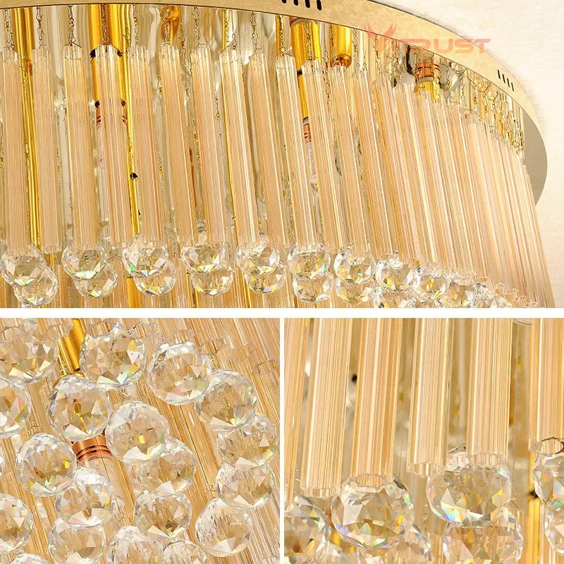 Afralia™ Large Crystal Ceiling Lamp: Elegant Home & Hotel Lighting Fixture
