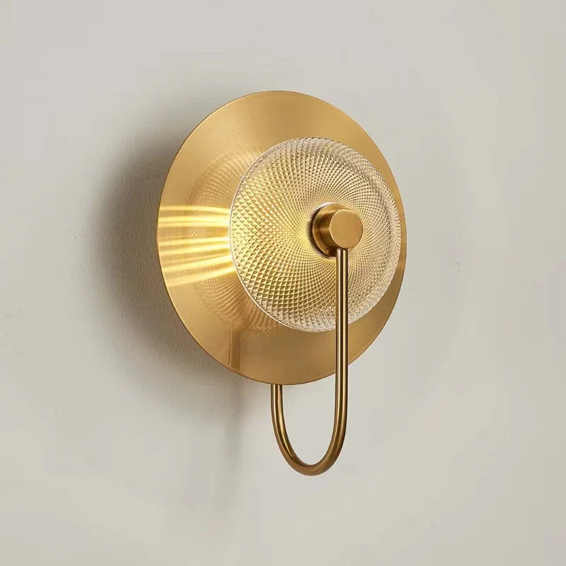 Afralia™ Nordic LED Glass Wall Lamp Living Bedroom Sconce - Golden Round Light Fixture
