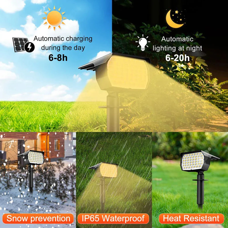 Afralia™ Solar Landscape Spotlights 2pcs 3 Modes Waterproof Outdoor Lights for Garden, Yard, Porch