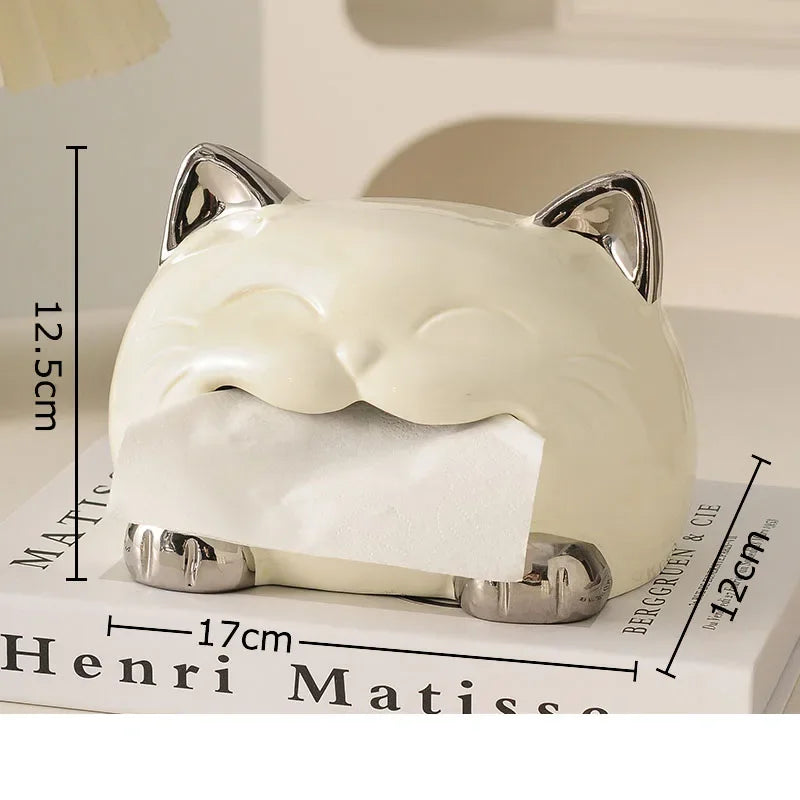 Afralia™ Cartoon Puppy Tissue Box: Cute Animals Ceramic Desk Decoration & Paper Towel Case