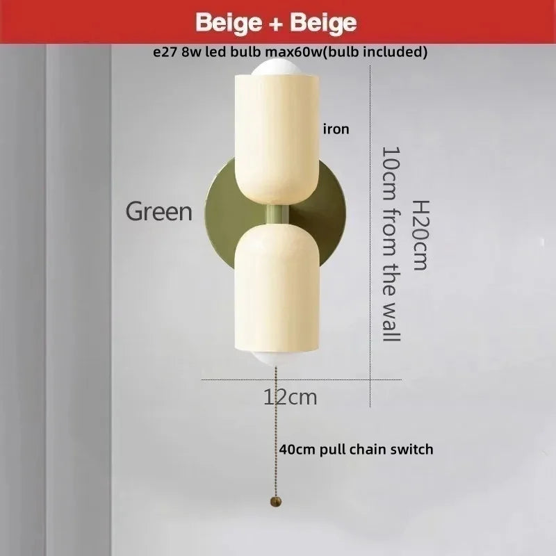 Afralia™ LED Wall Lights Colorful Iron Double Heads Modern Bedside Lamp