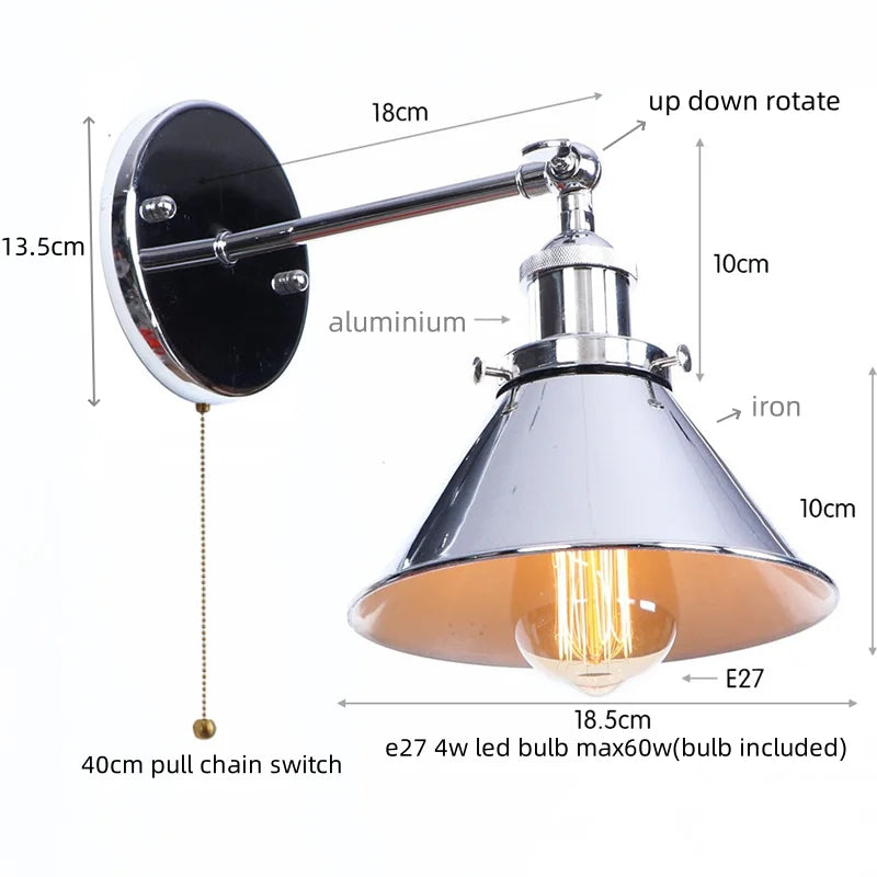 Afralia™ Pink Retro LED Wall Light Fixture - Industrial Vintage Ambient Luminaire