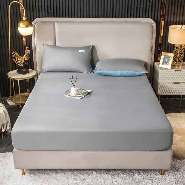 Afralia™ Thicken Sanded Double Bed Fitted Sheet Set with Pillow Covers