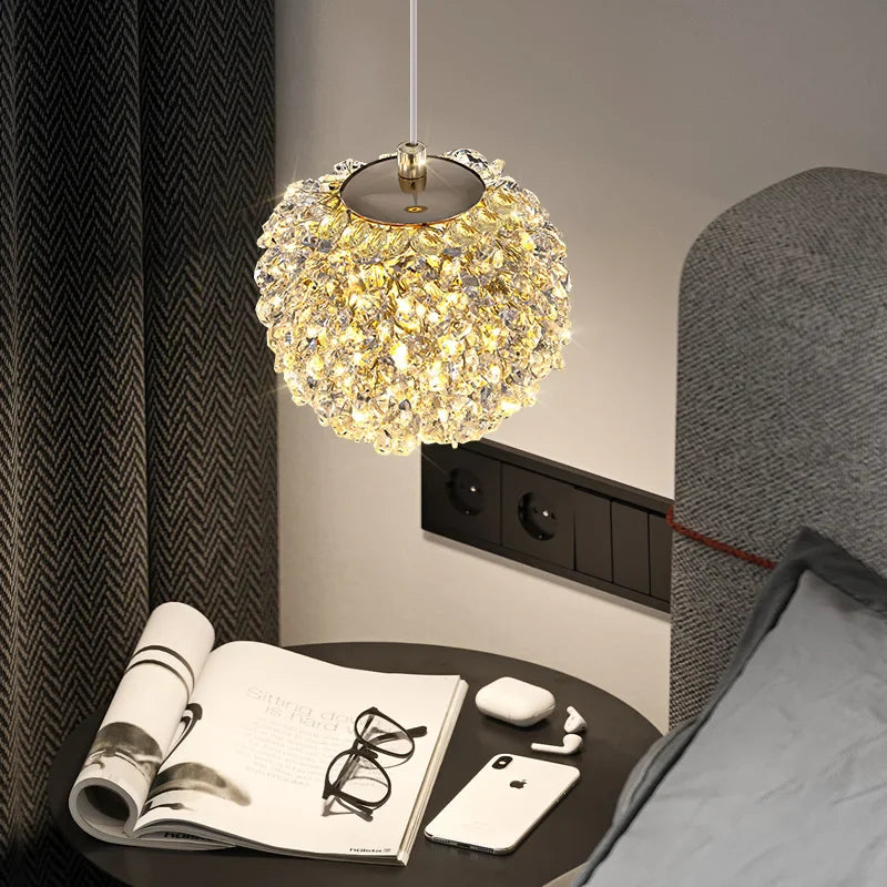 Afralia™ Crystal Gold Ceiling Light for Bedroom Dining Room G9 Bulb