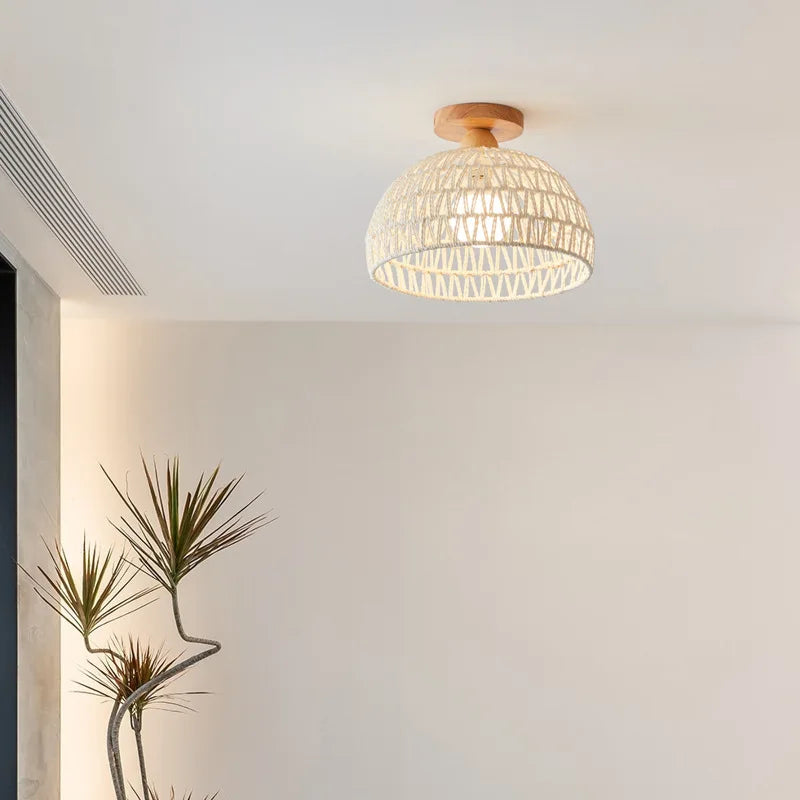 Afralia™ LED Wicker Wood Ceiling Lights Modern Style Hallway Nordic Luminaria