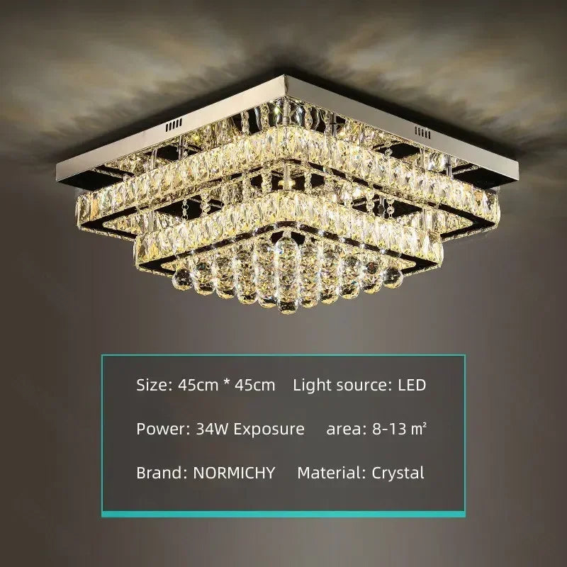 Afralia™ Crystal LED Chandelier Silver Chrome Remote Control Light
