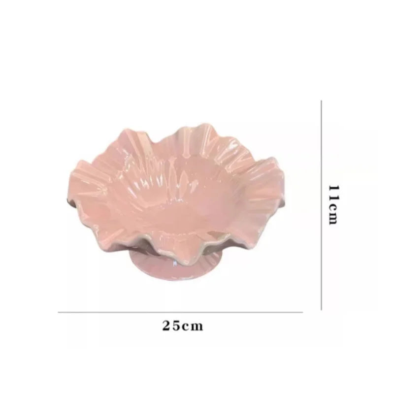 Afralia™ Wave Edge Ceramic Fruit Platter with High Legs: Stylish Home Decor and Snack Plate