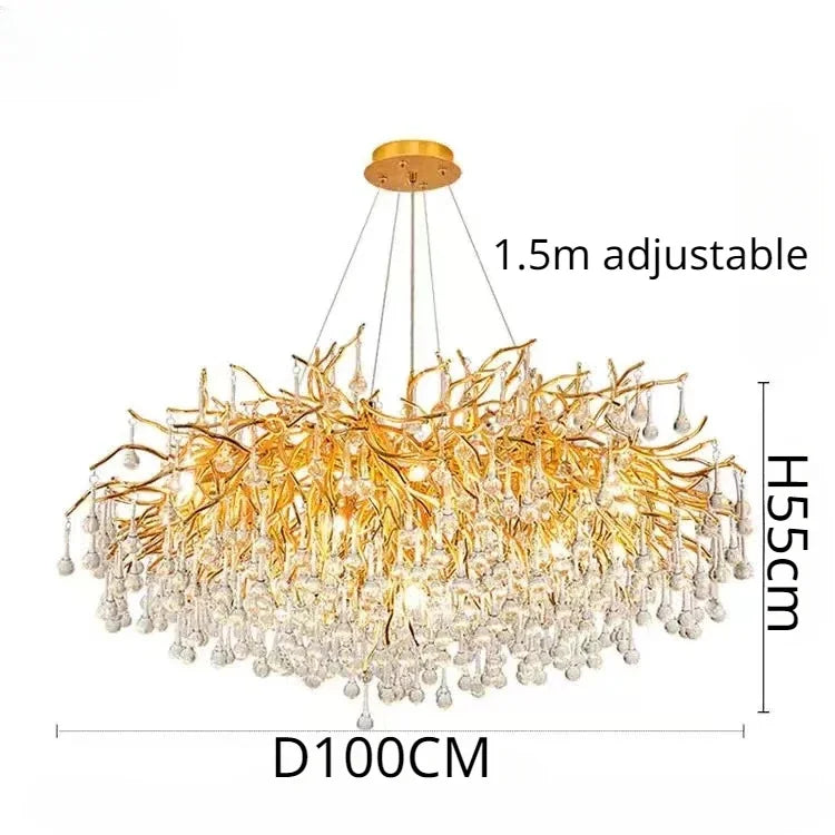 Afralia™ Modern Luxury Gold LED Crystal Chandelier for Living Room