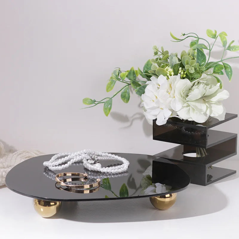 Afralia™ Round Ball High-Footed Jewelry Tray for Home Decor & Organization